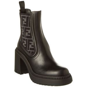 Fendi Ff Logo Domino Leather Boot, Black